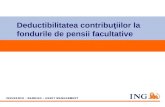 Deductibilitatea contribuţiilor la fondurile de pensii facultative