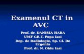 Examenul CT in AVC Prof. dr. DANISIA HABA UMF GR.T. Popa Iasi Dep. de Radiologie, Sp. Cl. De Urgenta Prof. dr. N. Oblu Iasi.