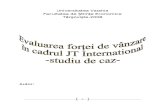 Evaluarea Fortei de Vanzare in Cadrul JT International - Studiu de Caz