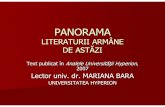 PANORAMA LITERATURII ARMÂNE   DE ASTĂZI