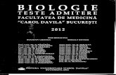 Biologie - Teste Admitere Medicina 2012, Bucuresti