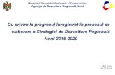 Cu privire la progresul înregistrat în procesul de elaborare a Strategiei de Dezvoltare Regională Nord 2016-2020