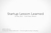 Startup Lesson Learned - GeekMeet, Brasov/Romania