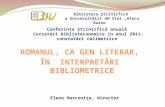 Elena Harconiţa: Romanul, ca gen literar, în interpretări bibliometrice: (1990-2010).