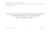 Analiza Situatiei Financiare Si Patrimoniale La Firma CORAL SRL-In LUCRU
