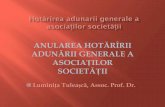 Anularea Hotaririi Adunarii Generale a Asociatilor Societatii