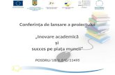 Conferința de lansare a proiectului „Inovare academic ă și succes pe piața muncii” POSDRU/18/1.2/G/11495.