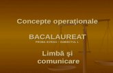 Concepte operaţionale BACALAUREAT PROBA SCRISA – SUBIECTUL 1 Limbă şi  comunicare