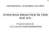 PROGRAMUL LEONARDO DA VINCI STRATEGII DIDACTICE  ÎN ŢĂRI ALE U.E. Proiect numărul: