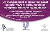 Un management al riscurilor bazat pe informare şi comunicare în compania  Unilever Rom â nia SA