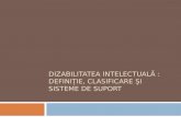 Dizabilitatea intelectuală  :  definiţie ,  clasificare şi sisteme  de  suport