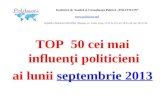 TOP  50 cei mai influenţi politicieni  ai lunii  septembrie 201 3