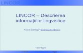 LINCOR – Descrierea informa ţiilor lingvistice