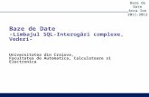 Baze de Date - Limbajul SQL-Intero gări  complexe, Vederi- Universitatea din Craiova,