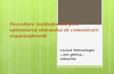 Dezvoltare instituțională prin optimizarea sistemului de comunicare organizațională