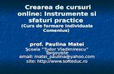 Crearea de cursuri online: Instrumente si sfaturi practice  (Curs de formare individuala Comenius)
