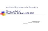 Institutul European  d in România Glosar privind TRATATUL DE LA LISABONA