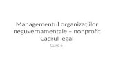 Managementul organi za ţiilor neguvernamentale – nonprofit Cadrul legal