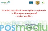 Stadiul derulării investiţiilor regionale cu finanţare europeană  - sector mediu -
