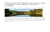 Cel Mai Mare Lac Helioterm Din Lume Se Află În România