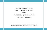 RAPORT DE ACTIVITATE PE ANUL ŞCOLAR 2014-2015 LICEUL ...