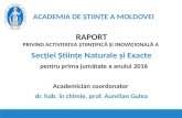 Raportul de activitate al Secției de Științe Naturale și Exacte 2016