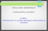 BIOLOGIE GENERALĂ - moleculară şi celulară - CURS I ... · PDF fileCURS I Introducere în ... Lector Dr. Marius Mihășan corp B, Facultatea de Biologie, demisol I, sala B228,