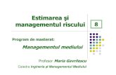 Estimarea şi managementul riscului 8 - omicron.ch.tuiasi.roomicron.ch.tuiasi.ro/~mgav/pdf/EMR/R8.pdf · riscurilor, adică cuantificarea ... Managementul Chimicalelor (ICCM) peste