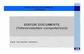 EDITOR DOCUMENTE (Tehnoredactare computerizat ă · PDF fileTehnoredactare computerizat ... Office Word 2007 . ... Principalele elemente ale IUA pentru editorul de documente