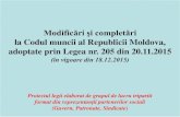 la Codul muncii al Republicii Moldova, adoptate prin Legea ... · PDF fileModificări şi completări la Codul muncii al Republicii Moldova, adoptate prin Legea nr. 205 din 20.11.2015