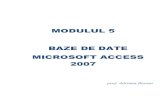 MODULUL 5 BAZE DE DATE MICROSOFT ACCESS · M5 Baze de date Microsoft Access 2007 prof. Adriana Ilioasa 3 1. Utilizarea aplicaţiei Microsoft Access 2007 Microsoft Access 2007 face