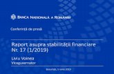 Raport asupra stabilității financiare Nr. 17 (1/2019) · Raport asupra stabilității financiare Nr. 17 (1/2019) Liviu Voinea Viceguvernator București, 5 iunie 2019 Conferință