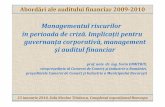 Managementulriscurilor în perioada de criză. Implicaţii ... ianuarie-3c4f.pdf · a evalua impactul asupra situa ţiei şi performan ţei financiare ale entit ăţilor auditate