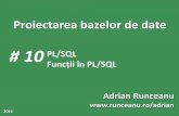 # 10 PL/SQL ii PL/SQL Adrian Runceanu · 2) Se poate folosi RETURN din sectiunea executabila si/sau sectiunea EXCEPTION - Crearea functiei CREATE OR REPLACE FUNCTION get_sal (p_id
