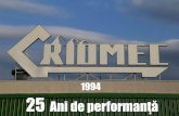 1994 25 Ani de performanţă - criomecsa.ro file• Centrale termice si retele de apa, de incalzire, ventilatie, aer conditionat, electrice si automatizari. Departamentul de Proiectare