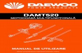 Manual DAMT520 EN ES- - hornbach.ro · 4 Română SIMBOLURI DE PE MAȘINĂ Pentru operarea în siguranță și întreținere, simbolurile sunt inscripționate în relief pe mașină.