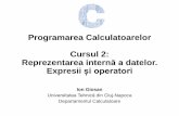 Programarea Calculatoarelor Cursul 2: Reprezentarea ...users.utcluj.ro/~igiosan/Resources/PC/Curs/C02.pdf · Programarea Calculatoarelor Cursul 2: Reprezentarea internă a datelor.