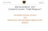 BACALAUREAT 2017 - madgearu.ro · • MEDIA GENERALĂ BAC – 36,45% (113 elevi) • Limba şi literatura romana – 23,62% (73 elevi) • Matematică – 63,55% (197 elevi) • Geografie