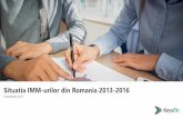 Situatia IMM-urilor din Romania 2013-2016 - congres.cafr.ro · Situatia IMM-urilor din Romania Cele mai multe IMM-uri, inregistrate in Bucuresti au șicea mai mare cifra de afaceri