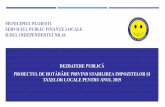 DEZBATERE PUBLICĂ PROIECTUL DE HOTĂRÂRE PRIVIND …spfl.ro/Actualitate/dezbatere 2019 varianta finala ok.pdf · alte taxe locale-(taxe pentru depozitarea de materiale, realizarea