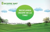 RECICLAREA INCEPE DE LA TINE!...Reciclarea bateriilor ajuta la economisirea resurselor permitand recuperarea metalelor valoroase cum ar fi nichelul, cobaltul si argintul. Utilizarea