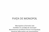 PIA A DE MONOPOL - Octavian JULAoctavianjula.ro/wp-content/uploads/2019/01/curs-8.pdfPiaţa contestabilă sau disputabilă:-intrarea pe piaţă să fie complet liberă şi -nivelul