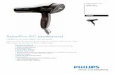 SalonPro AC profesional · • jetul de aer rece vă fixează coafura Ușor de utilizat •9 set ări pentru căldură/viteză pentru flexibilitate maximă • LED-urile indică setarea