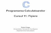 Programarea Calculatoarelor Cursul 11: Fișiereusers.utcluj.ro/~robert/pc/curs/C11.pdf · Fișiere •În programele C fișierele sunt văzute ca fiind un șir de octeți •Accesul