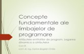 Concepte fundamentale ale limbajelor de programarestaff.cs.upt.ro/~chirila/teaching/upt/cti22-cflp/lectures/cflp05.pdf · Un limbaj de programare opereaza cu mai multe entitati: variabile