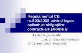 Regulamentul CE nr.593/2008 privind legea 2019-10-18 · Regulamentul CE nr.593/2008 privind legea aplicabilă obligațiilor contractuale (Roma I) Aspecte generale Jud. dr. Gabriela