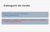 Categorii de testeileana.brudiu.ro/MVR/CURS/15.Teste parametrice. Testul egalităţii... · Testul t sau testul u? Se aplică TESTUL u dacă: 1.se cunoaşte abaterea standard a variabilei