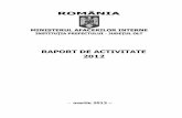 Raport de activitate 2012 - Guvernul Romaniei · RAPORT DE ACTIVITATE ... unităţile administrativ teritoriale, stipulând faptul că între prefecţi, consiliile locale şi primari
