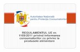 REGULAMENTUL UE nr. 1169/2011 privind …...REGULAMENTUL UE nr. 1169/2011 privind informarea consumatorilor cu privire la produsele alimentare Scop - de a urmări un nivel ridicat