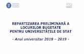 REPARTIZAREA PRELIMINARĂ A LOCURILOR ......Prin Hotărâreade Guvern nr. 131/2018, Guvernul României a aprobat cifrele de şcolarizarepentru învăţământulsuperior de stat în